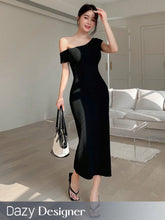 Dazy Designer Oblique Shoulder Ruched Bodycon Dress